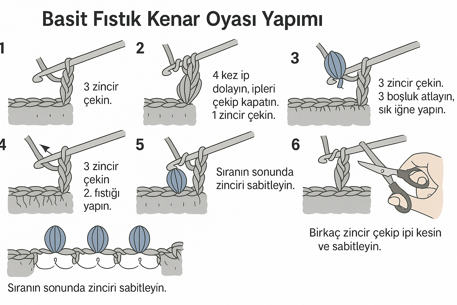 Basit Fıstık Kenar Oyası Yapımı